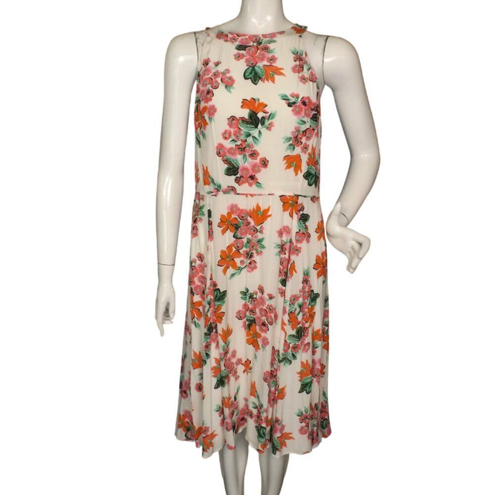 new ANN TAYLOR Dress, 12, Off-white Floral, Halter style neck/Bow,